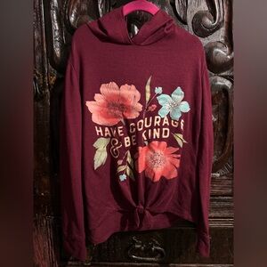 Floral Lightweight Hoodie with Inspirational Quote